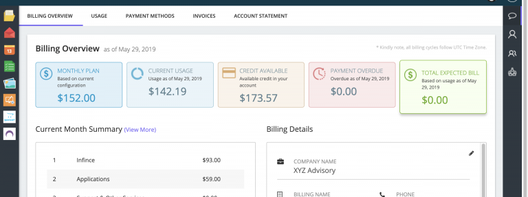 INFINCE Billing Overview