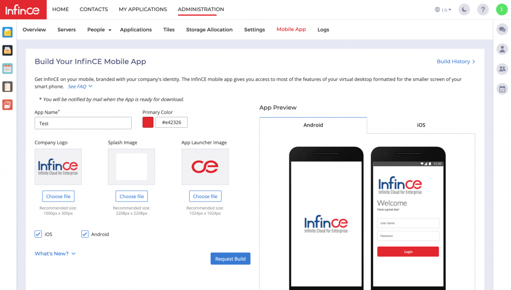 Customize and Build InfinCE Mobile App
