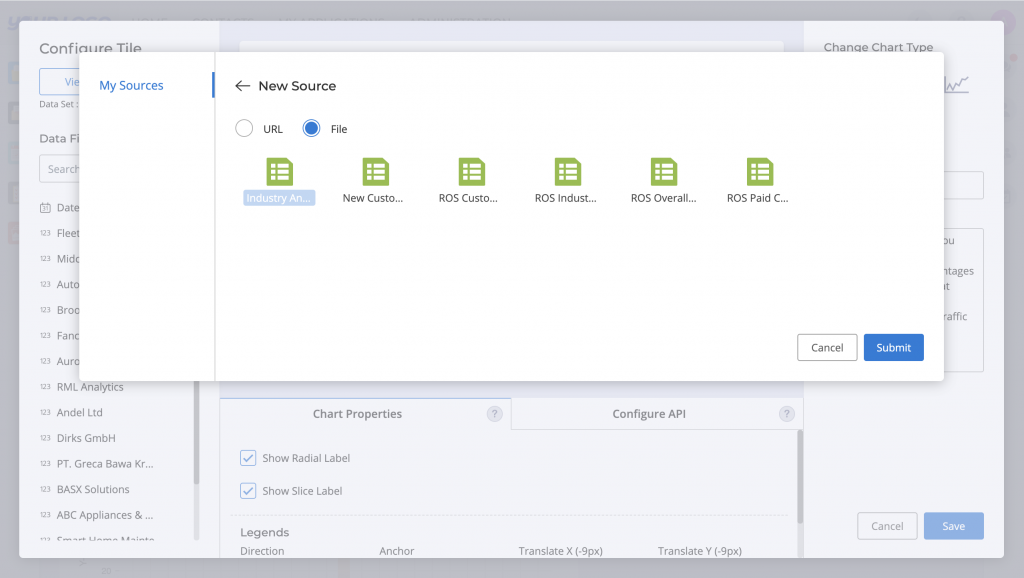 Use 'File' option to choose a supported file source from your Files